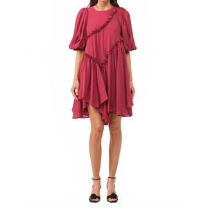 NEW SOFIE THE LABEL isabelle asymmetrical dress in cognac